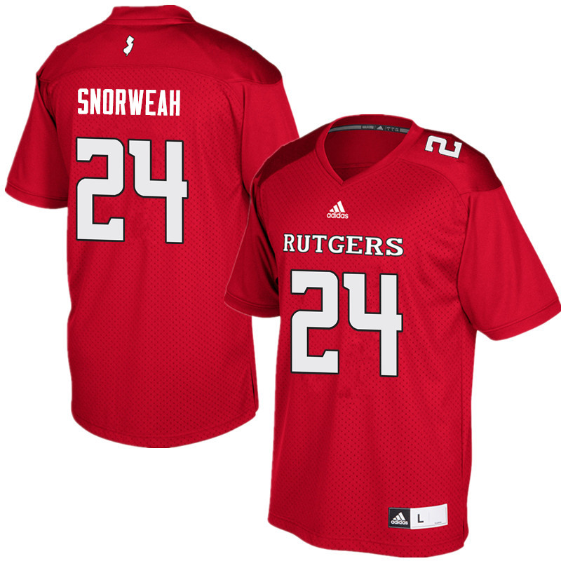 Men #24 Charles Snorweah Rutgers Scarlet Knights College Football Jerseys Sale-Red - Click Image to Close
